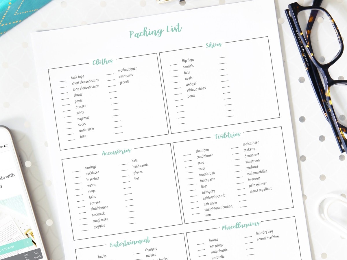 Packing Checklist Printables